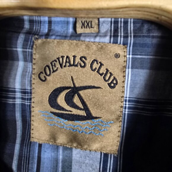 Coevals Club Western Pearl Snap Shirt XXL Men's Short Sleeve Blue White Plaid - Picture 4 of 5